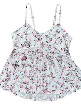 Like New Torrid Plus Size 2x White Floral Babydoll Blouse with Cut-out Back